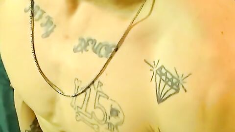 JoeSchmoeXXX.com - Inked thug receives oral service from a fat cock lover