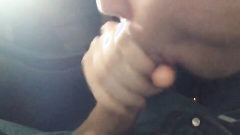 Dirty Car Blowjob: Outdoor Amateur Fun with CIM Swallow