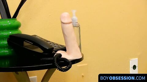 BoyObsession.com - Skinny youngster cums while fucking his ass with a dildo solo hard