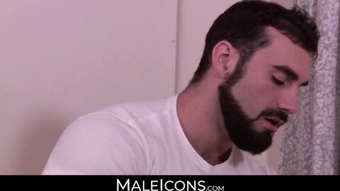 MaleIcons.com - Hairy daddy Jaxton Wheeler's pleasure session with young Latino Diego