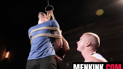 Van Darkholme edges bound Cliff Jensen as Brody Fox teases his dick
