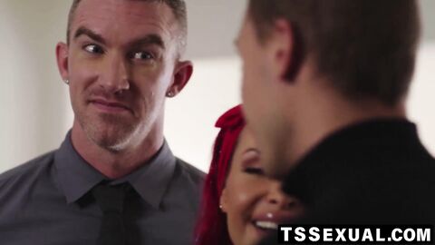 TSSexual.com - Redhead ts Foxxy endures Tony Sting's pounding