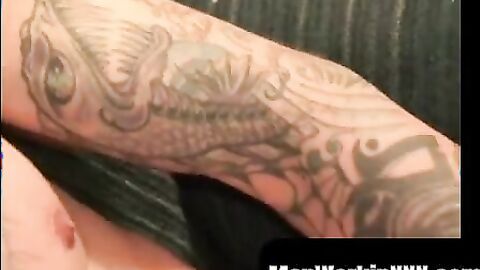 MenWorkinXXX.com - Older hairy guy masturbates using two hands on his big dick until