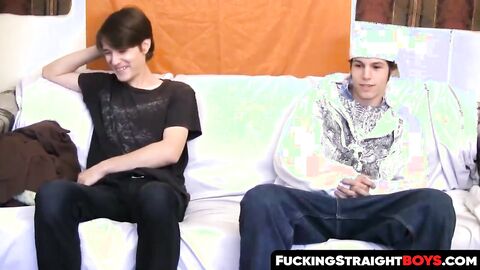 FuckingStraightBoys.com - Unprofessional twink enjoys roasting babe in FMM group sex