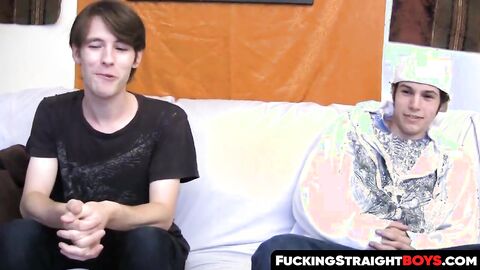 FuckingStraightBoys.com - Unprofessional twink enjoys roasting babe in FMM group sex