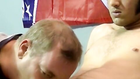 JoeSchmoeXXX.com - Chunky boy sucks big hairy dick and makes his buddy blast