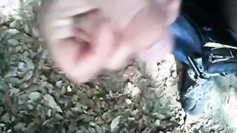 Bearded Man Masturbating Outdoors