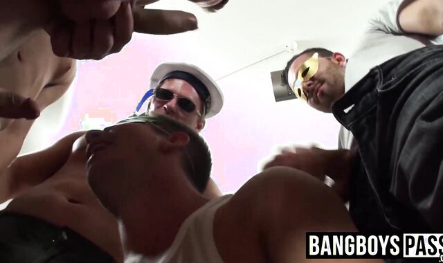 Dude wearing mask sucks as many dicks as he can at party