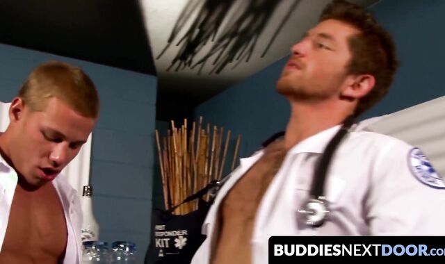 BuddiesNextDoor.com - Uniformed gay jocks Brody Wilder and Bradley Rose indulge in a