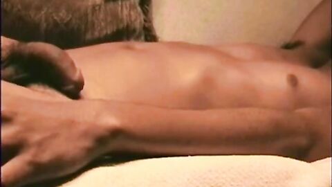 Playing with his big cock and cumming hard all over