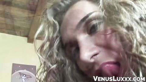 Spicy Latina tgirls Garcel and Michel spit roasts handsome guy