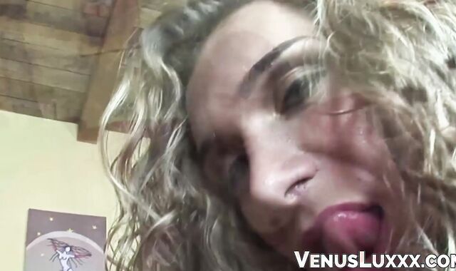 Spicy Latina tgirls Garcel and Michel spit roasts handsome guy