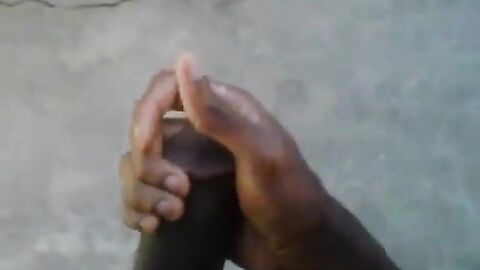 Huge Black Cock Masturbating and Cumming Outdoors
