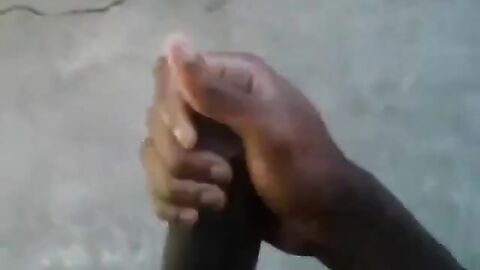 Huge Black Cock Masturbating and Cumming Outdoors