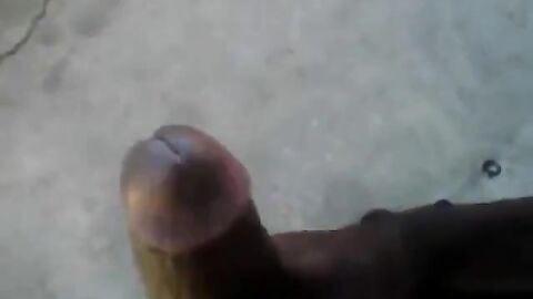 Huge Black Cock Masturbating and Cumming Outdoors