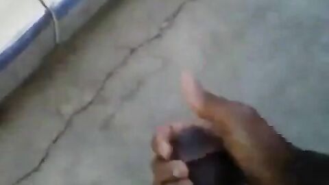 Huge Black Cock Masturbating and Cumming Outdoors