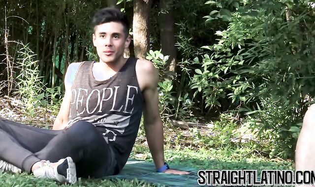 Latino twink barebacked during first hardcore group fucking