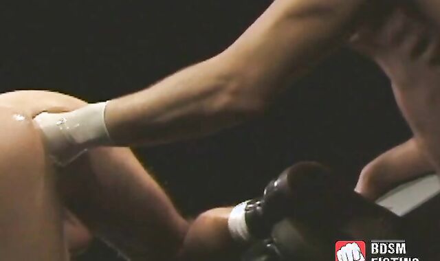 Kinky gay tugs on his cock while being fist fucked hardcore