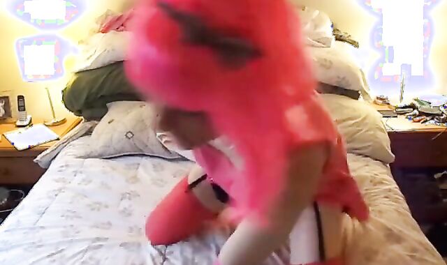 Sissy in Pink Masturbates Solo