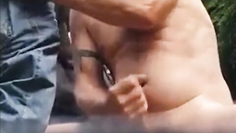 Three Daddies Stroking in the Woods