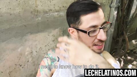 LecheLatinos.com - Ariel kneels to suck the sexy pool cleaner