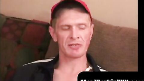 MenWorkinXXX.com - Older amateur has a blast stroking his cock on the couch