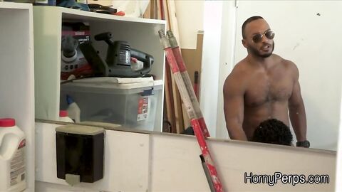 Maintenance room quickie with the security guard