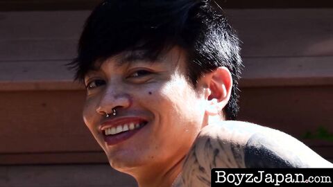 BoyzJapan.com - Japanese hottie with pierced cock teasing and playing till he cums