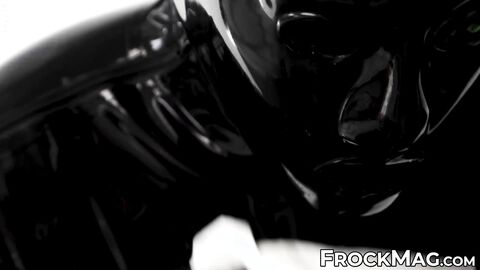 Passionate cock stroking session by fetish Rubber Covered
