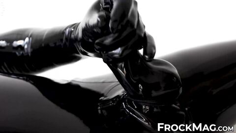 Passionate cock stroking session by fetish Rubber Covered