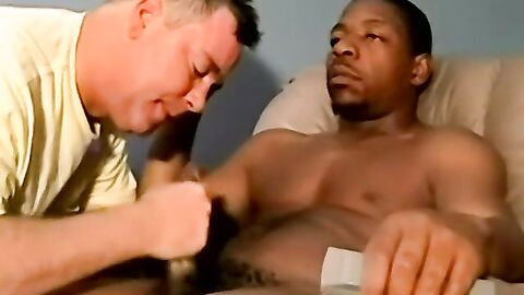 JoeSchmoeXXX.com - Handsome black amateur gets sucked during stroking session