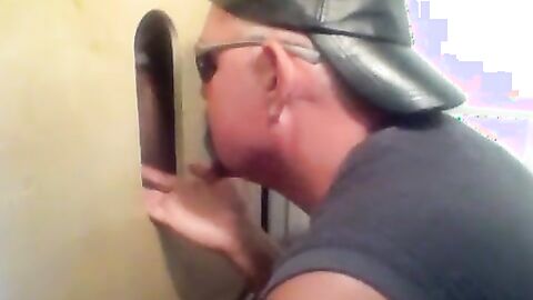A glory hole horny suck that he can never get from his wife