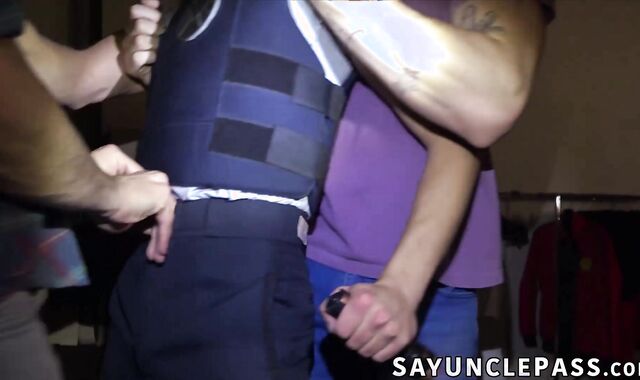 Hunk burglars Caden Dior and Evan Jordie broke security officers ass