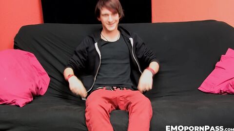 Cute emo dude Andy Kay wanks out his wad to unleash milky jizz