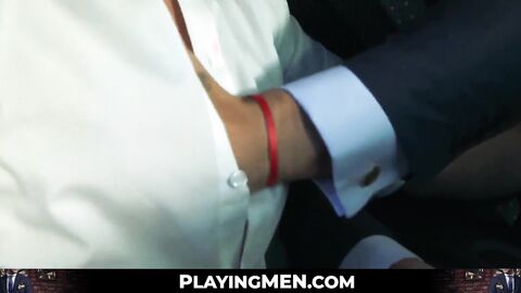 PlayingMen.com - Classy hunk Sunny Colucci's doggystyle pounding by a businessman