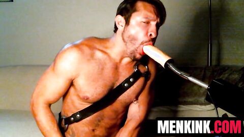 Dildo machine penetrates the HORNY ass hole and mouth of Seth Santoro