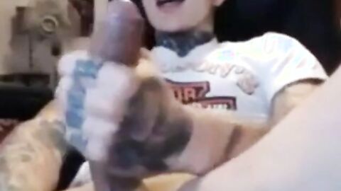 Latin Twink With Biggest Tattooed Cock Masturbates