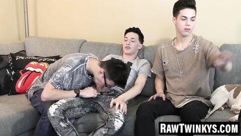 RawTwinkys.com - Three bare dicks wild cockstroking and throatfucking