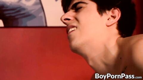 Hung twink caught wanking his big dick and fucks his friend
