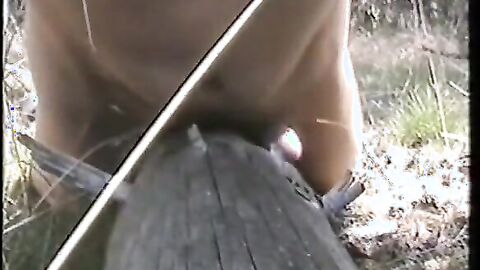Outdoor Handjob Fun: Tree Trunk Humping Adventure