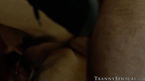 Busty trans Ariel Demure devours hung studs enormous meat