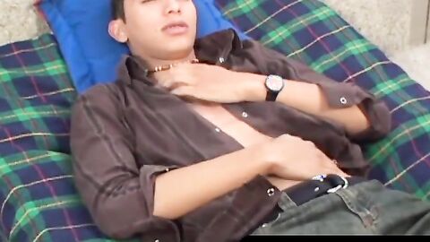 OTBXXX.com - Latino twink with piercings fingers his tight ass while stroking his har