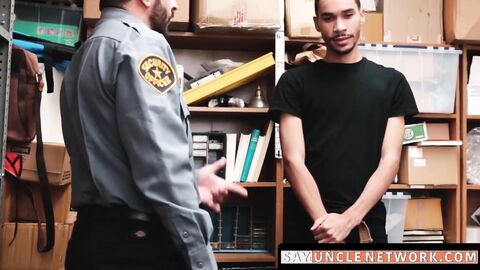 SayUncleNetwork.com - Skinny black thief raw screwed deep by horny officer's cock