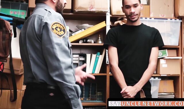SayUncleNetwork.com - Skinny black thief raw screwed deep by horny officer's cock
