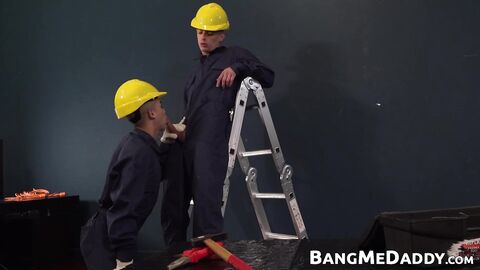 Handsome daddy Joris uses his cock slab to raw breed Sly and Jacob