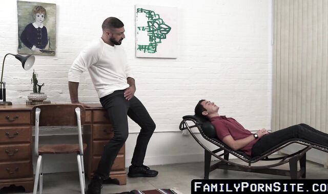 FamilyPornSite.com - Bearded hunk bangs petite teen from behind until he shoots his l