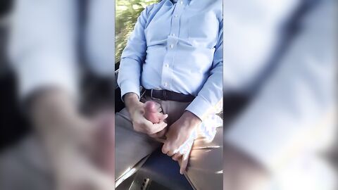 Public Bus Jerk: Close-up Cum Shot