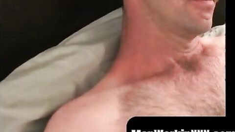 MenWorkinXXX.com - Older tattooed homo strokes his big dick intensely in the bedroom