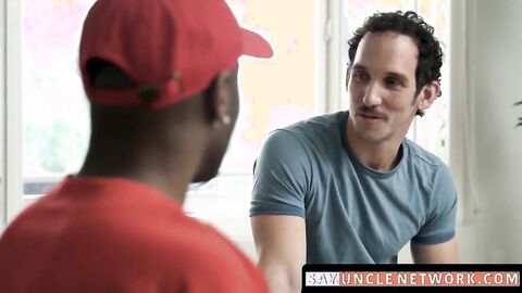 SayUncleNetwork.com - Twink stepson sucks black cock in a wild daddy bareback threeso