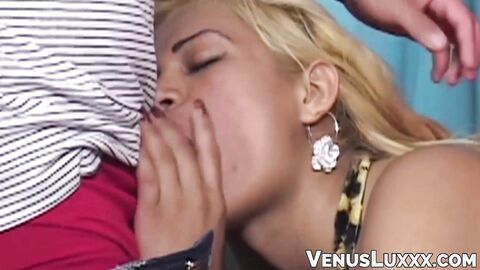 Bombshell trans Mala moans loud while getting stretched anally
